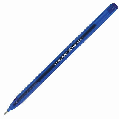 Ручка шариковая "Pensan Buro", 1мм, синяя, чернила на масляной основе, игольчатый стержень, синий тонированный корпус