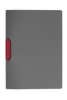Папка пластиковая "Durable", 30л, А4, боковой красный клип, серия "Duraswing Color", серая