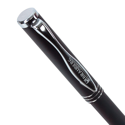 Ручка шариковая "Brauberg Magneto", 1мм, синяя, металлический черный корпус, детали хром