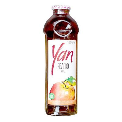 Сок "Yan", Яблоко, без сахара, 930мл, стеклянная бутылка