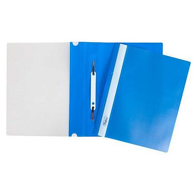 Папка-скоросшиватель пластиковая "Hatber", А5, 140/180мкм, прозрачный верх, синяя