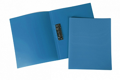 Папка пластиковая "Hatber", А4, 500мкм, корешок 14мм, металлический зажим, серия "Line - Синяя"