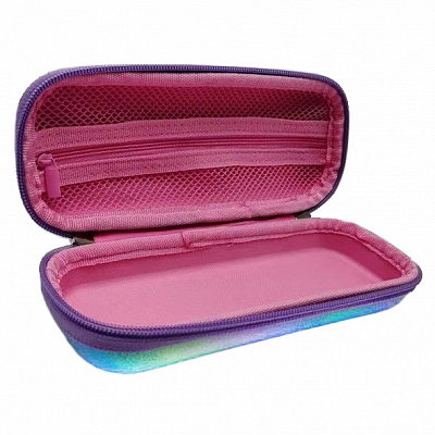 Пенал "Hatber", 215х90х53мм, 1 отделение, 1 карман, на молнии, голографический эффект, серия "Аквамарин"