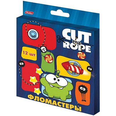 Фломастеры "Hatber", 12 цветов, серия "CUT THE ROPE", в картонной упаковке