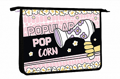 Папка пластиковая для тетрадей "Hatber", А4, 1 отделение, на молнии, серия "Модная кукуруза"