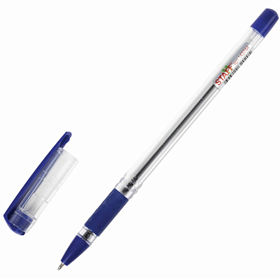 Ручка шариковая "Staff Basic OBP-11", 1мм, синяя, чернила на масляной основе, прозрачный корпус