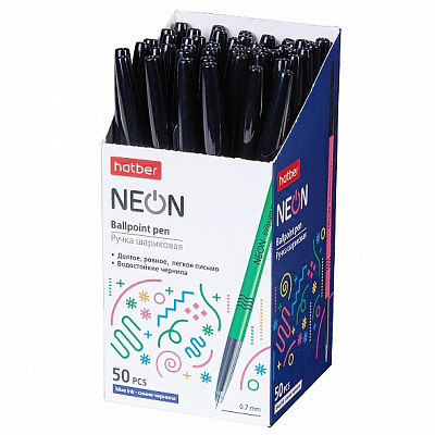 Ручка шариковая "Hatber Neon", 0,7мм, синяя, чернила на масляной основе, цветной корпус
