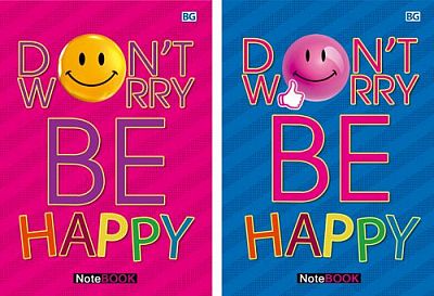 Бизнес-блокнот "BG" 64л А6 "Be happy" (ассорти), клетка, глянцевая ламинация