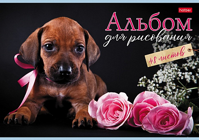 Альбом для рисования "Hatber", 48л, А4, на скобе, серия "Наши пёсики"