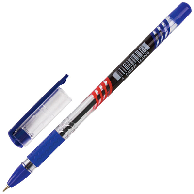 Ручка шариковая "Brauberg Spark", 0,7мм, синяя, чернила на масляной основе, прозрачный корпус с печатью