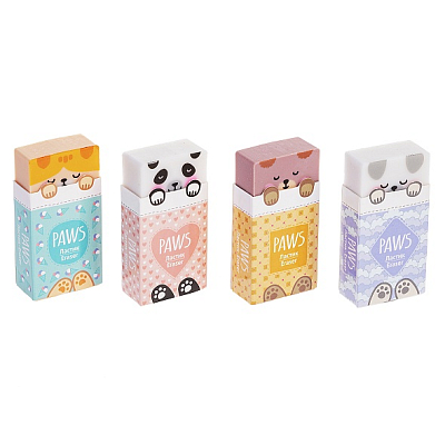 Ластик PVC "Hatber Paws", прямоугольный, цветной