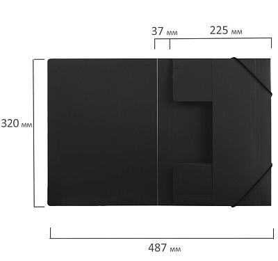 Папка пластиковая для документов "Brauberg", А4, 300л, 500мкм, на резинке, серия "Office - Чёрная"