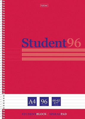 Тетрадь "Hatber", 96л, А4, линия, ламинация, тиснение, на спирали, серия "Студенту - Viva Magenta"