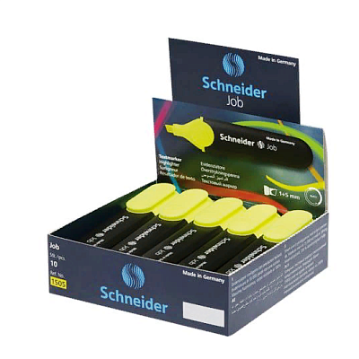 Текстовыделитель "Schneider Job", 1-5мм, скошенный наконечник, водная основа, жёлтый