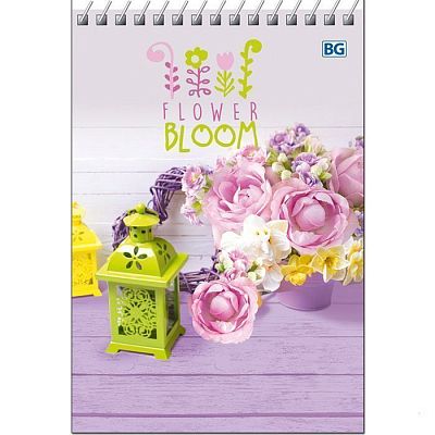 Блокнот "BG", 40л, А6, клетка, на гребне, серия "Flover Bloom"