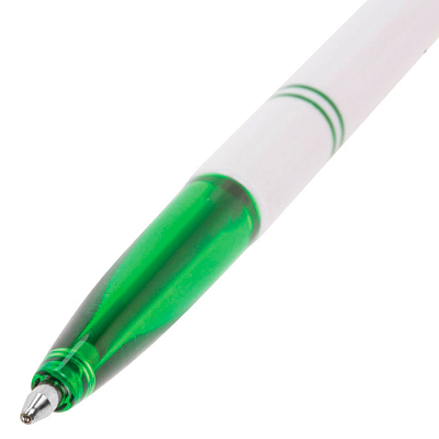 Ручка шариковая "Brauberg Office", 1мм, зелёная, белый корпус