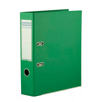 Папка-регистратор "Kuvert", А4, 72мм, боковой карман, зелёная