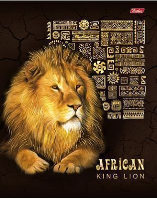 Тетрадь "Hatber", 48л, А5, клетка, 3D фольга и лак, ламинация, на скобе, серия "King Lion"
