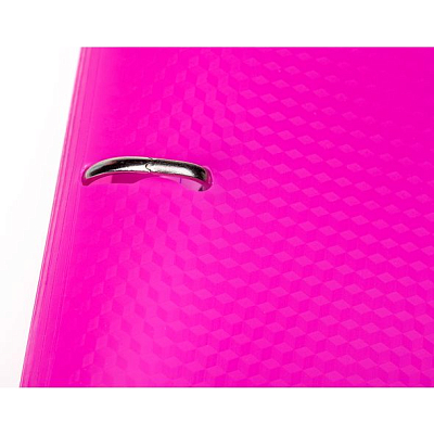 Тетрадь "Hatber", 120л, А5, клетка, на 4-х кольцах, пластиковая обложка, на резинке, серия "Diamond Neon - Розовая"
