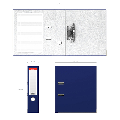 Папка–регистратор "Erich Krause Standard", А4, 70мм, 450л, арочный механизм, бумвинил, нижняя металическая окантовка, синяя