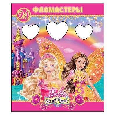 Фломастеры "Hatber VK", 24 цвета, серия "Barbie", в картонной упаковке