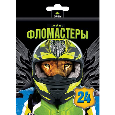 Фломастеры "Hatber VK", 24 цвета, серия "Moto-Beast", в картонной упаковке