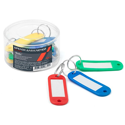 Брелоки пластиковые для ключей "Hatber", 22х50мм, цветные, 12шт в пластиковом боксе