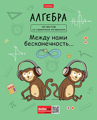 Тетрадь предметная "Hatber", 48л, А5, клетка, ламинация, интерактивная, на скобе, серия "Фразы - Алгебра"