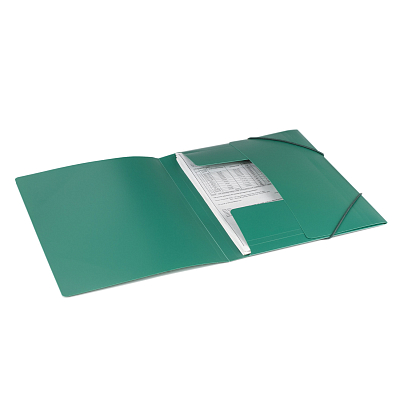 Папка пластиковая для документов "Brauberg", А4, 300л, 500мкм, на резинке, серия "Standard - Зелёная"