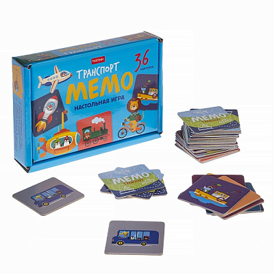 Игра-мемо настольная "Hatber", 36 карточек, серия "Транспорт", в картонной упаковке