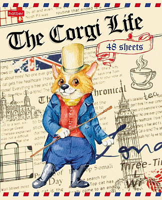 Тетрадь "Hatber", 48л, А5, клетка, на скобе, серия "Корги-Life"