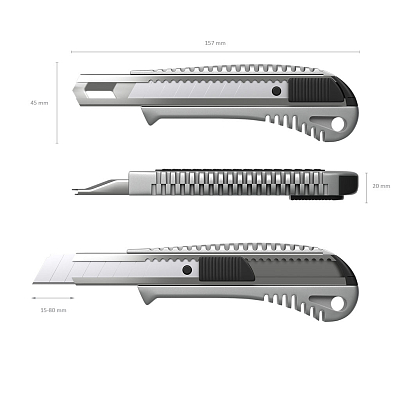 Нож канцелярский "Erich Krause Ferro", 18мм, толщина 0,5мм, нержавеющее лезвие, автоматическая фиксация, металлический корпус, в блистере
