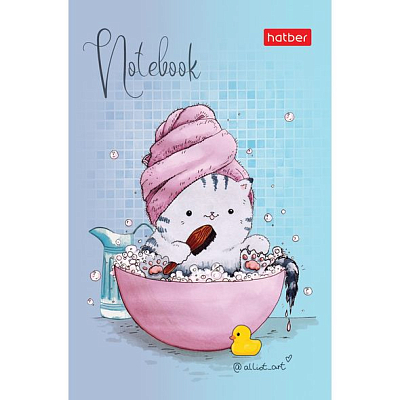 Блокнот "Hatber", 48л, А7, клетка, 3 цвета линовки, ламинация, на клею, серия "Приключения кота Пирожка"