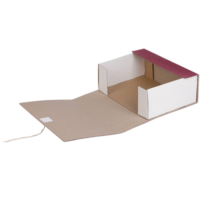 Короб архивный картонный "Staff", 330x240x120мм, на 1000л, на 2-х завязках, бумвинил, бордо