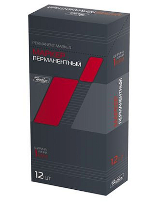 Маркер перманентный "Hatber", 1мм, круглый наконечник, спиртовая основа, красный