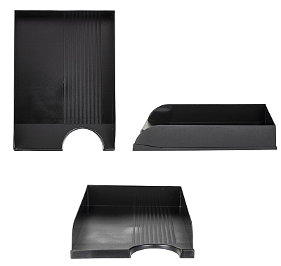 Лоток пластиковый горизонтальный для документов А4 "Brauberg Standard", 350х253х65мм, чёрный