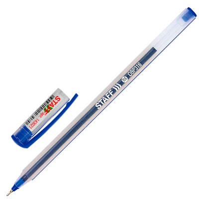 Ручка шариковая "Staff Basic", 0,6мм, синяя, чернила на масляной основе, прозрачный тонированный корпус