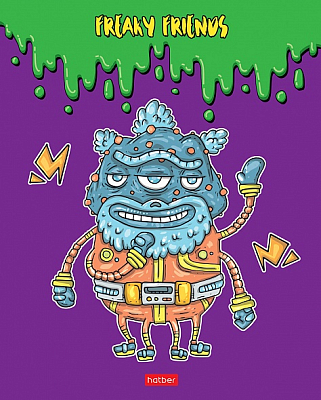 Тетрадь "Hatber", 48л, А5, клетка, на скобе, серия "Freaky Friends"