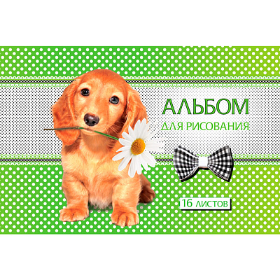 Альбом для рисования "Hatber VK", 16л, А4, на скобе, серия "Щенки"