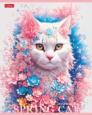Тетрадь "Hatber", 48л, А5, клетка, на скобе, серия "Spring Cat"
