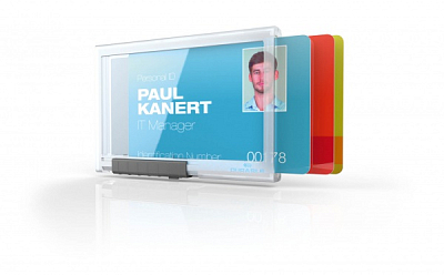 Держатель пластиковый для магнитных карт "Durable", 54x87мм, на 3 карты, прозрачный