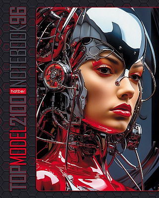 Тетрадь "Hatber", 96л, А5, клетка, ламинация, на скобе, серия "Cyborg-girl"