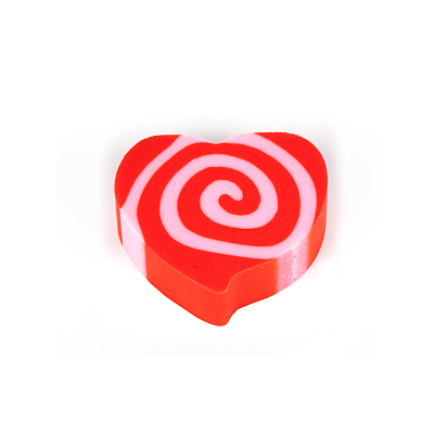 Ластик из термопластичной резины "Hatber Сердечко", фигурный, бело-красный