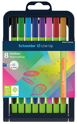 Линер "Schneider Line-Up", 0,4мм, ассорти, 8 штук в пластиковой упаковке