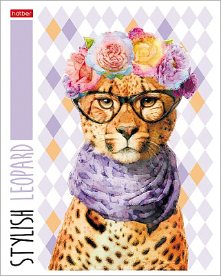Тетрадь "Hatber", 48л, А5, клетка, тиснение, на скобе, серия "Stylish Animals"