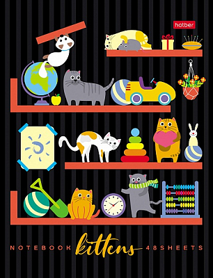 Тетрадь "Hatber", 48л, А5, клетка, лак, на скобе, серия "На книжных полках"