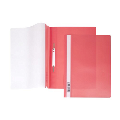 Папка-скоросшиватель пластиковая "Hatber", А4, 140/180мкм, прозрачный верх, красная