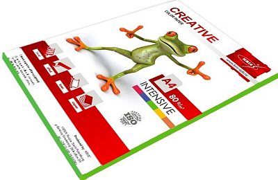 Бумага цветная для печати "Kris Creative" А4, 80г/м2, 50л, тон интенсив, зелёная