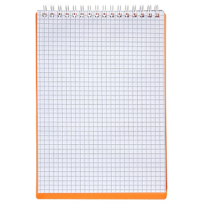 Блокнот "Hatber", 80л, А5, клетка, пластиковая обложка, на гребне, серия "Line Neon - Оранжевый"