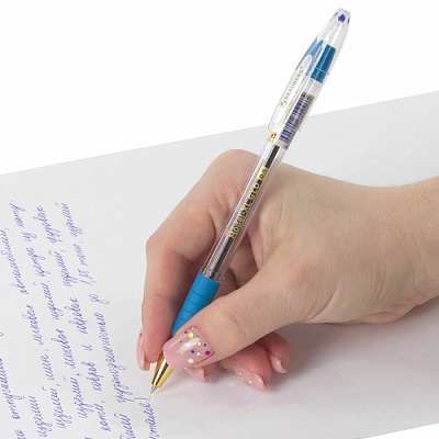 Ручка шариковая "Brauberg Model-XL", 0,5мм, синяя, чернила на масляной основе, прозрачный корпус